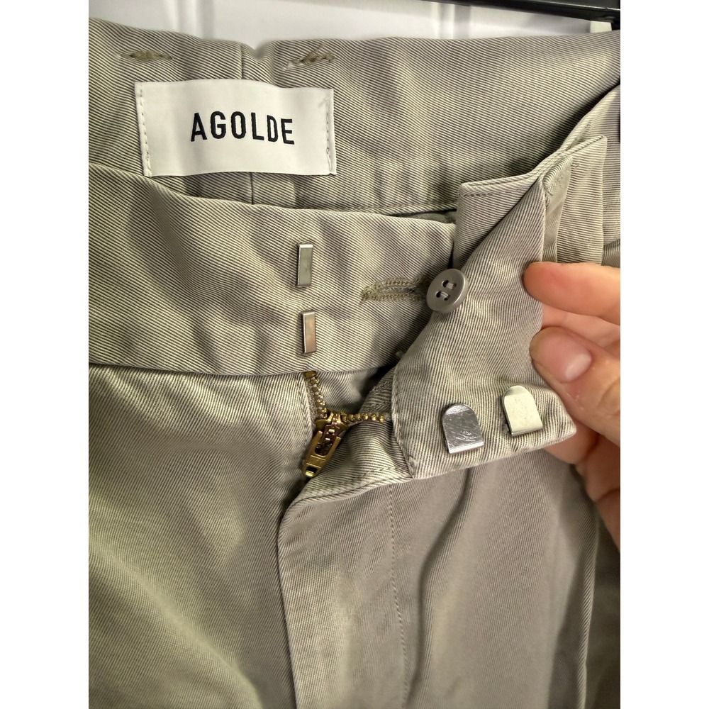 AGOLDE 25 Grey Deryn Pant Wide Leg Chino High Rise Regenerative Cotton Trousers - Picture 6 of 12